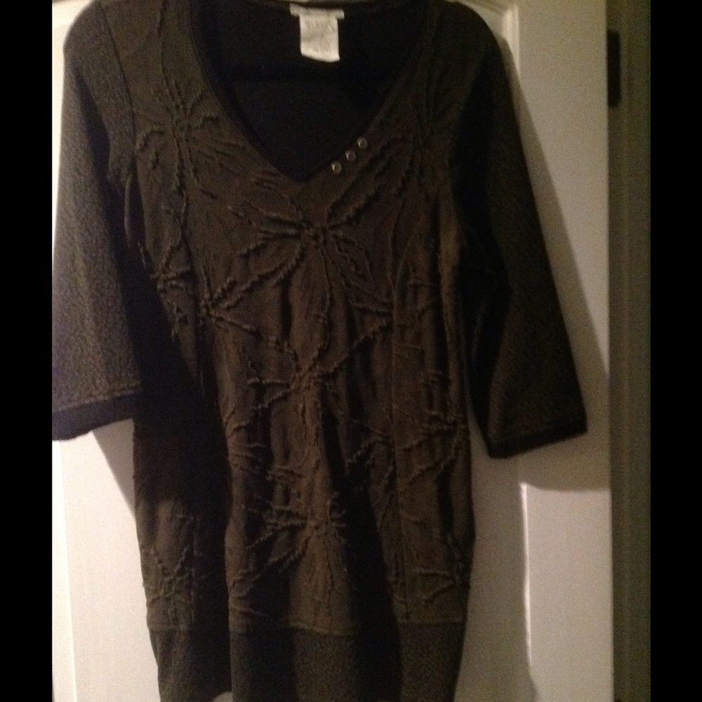 Long top, never worn.   Olive in color.