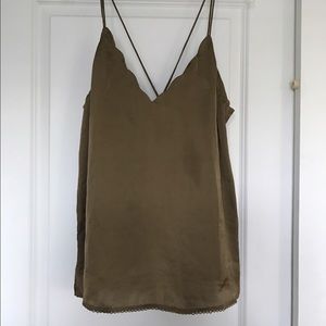 Free People Sensual Satin Scallop Deep V Cami