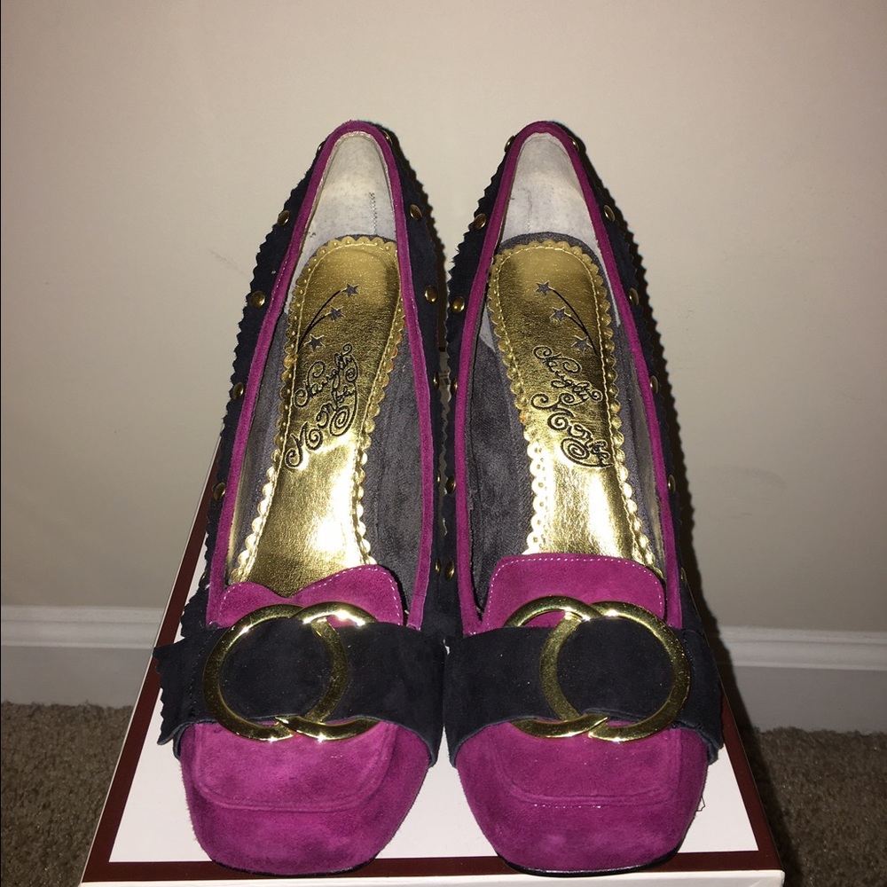 Naughty Monkey squared toe suede heels