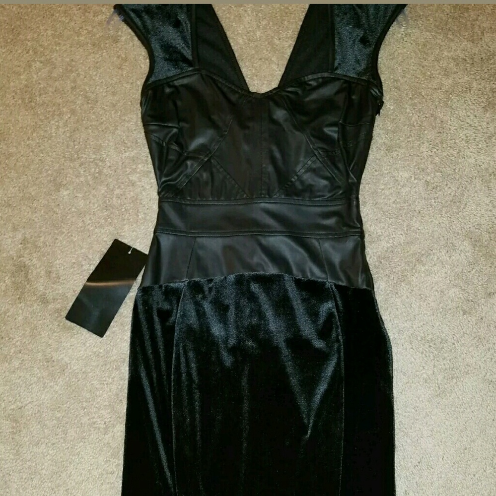 Bebe velvet leather corset dress