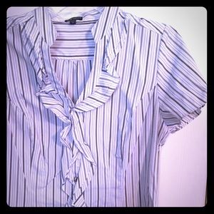 Grey striped Express Essential Stretch Blouse L