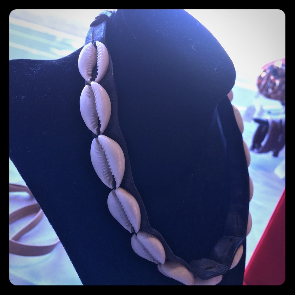 Leather & Cowrie Shell Choker
