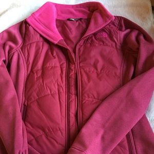 North face pink zip up jacket