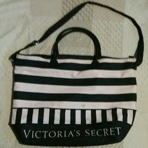 Victoria secret large striped expandable tote