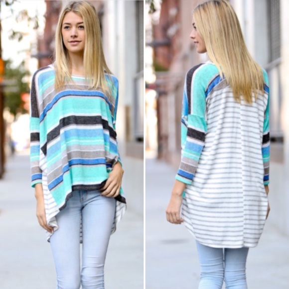 ❣️LAST❣️ Striped Loose High Low Tunic Top - Picture 4 of 4