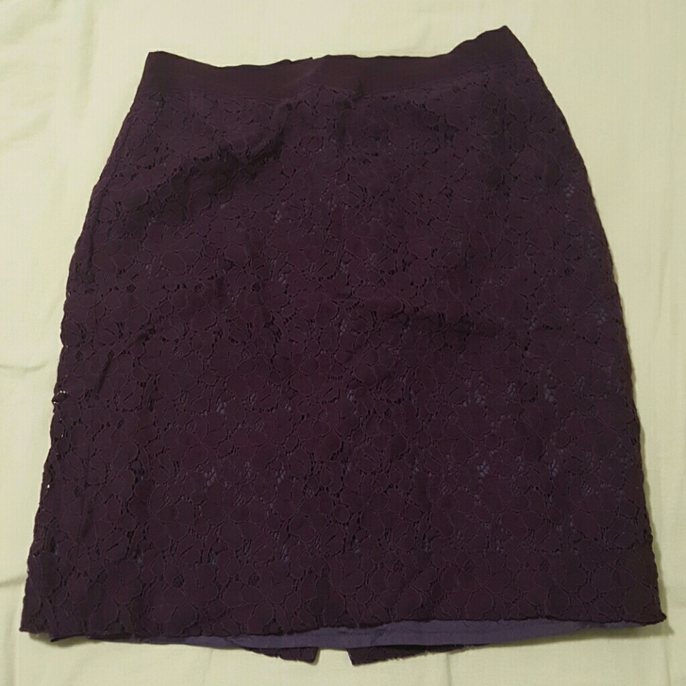J Crew plum lace pencil skirt