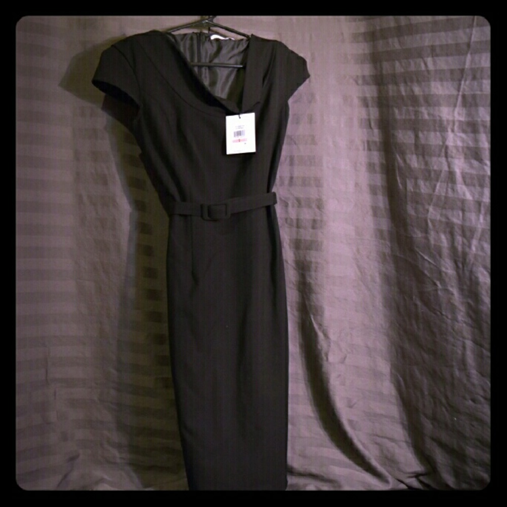 Size 2 Black Calvin Klein Sheath Dress with belt