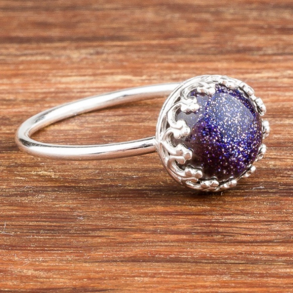 Blue goldstone galaxy ring! HANDMADE