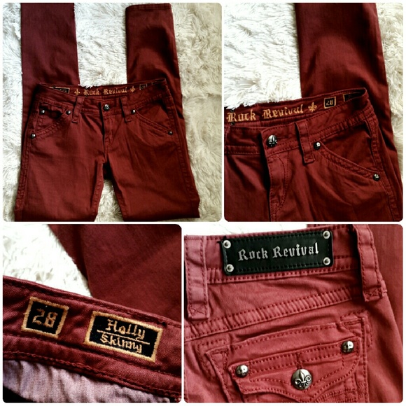 burgundy rock revival jeans