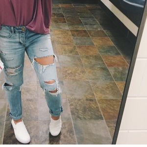 Ripped boyfriend jeans