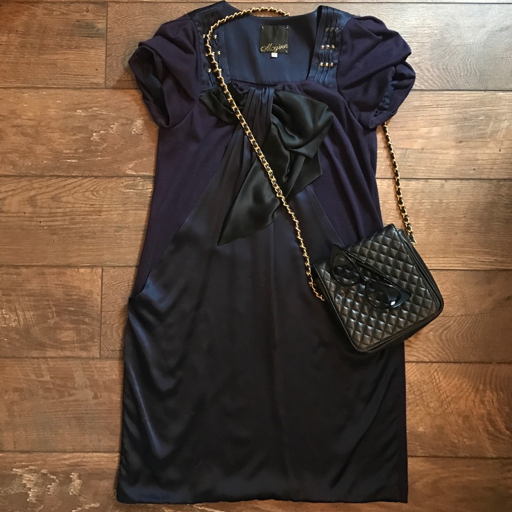 MCGINN Shift Dress with Silk And Stud Detail