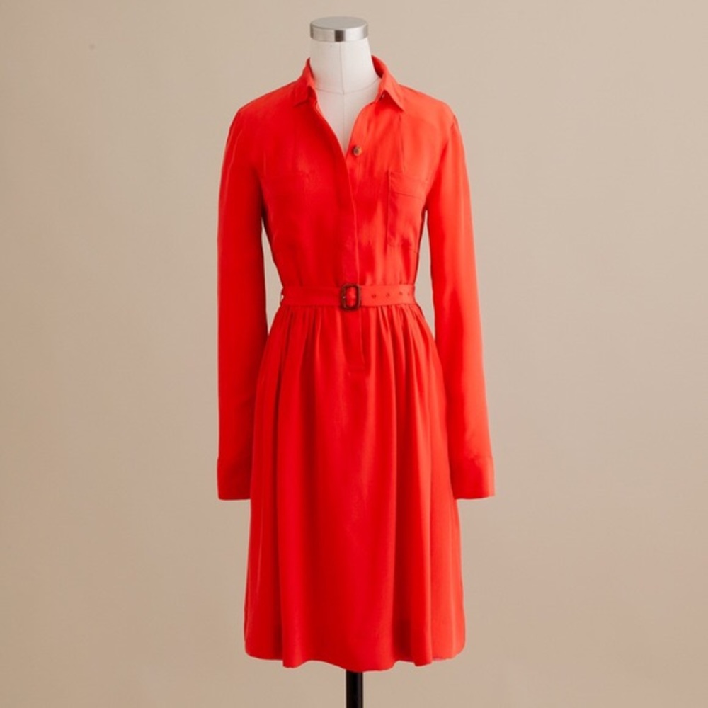 J.Crew Blythe Silk Shirt Dress sz 6, poppy