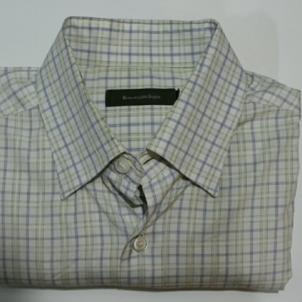Ermenegildo Zegna Men's Shirt Plaid Checks size L