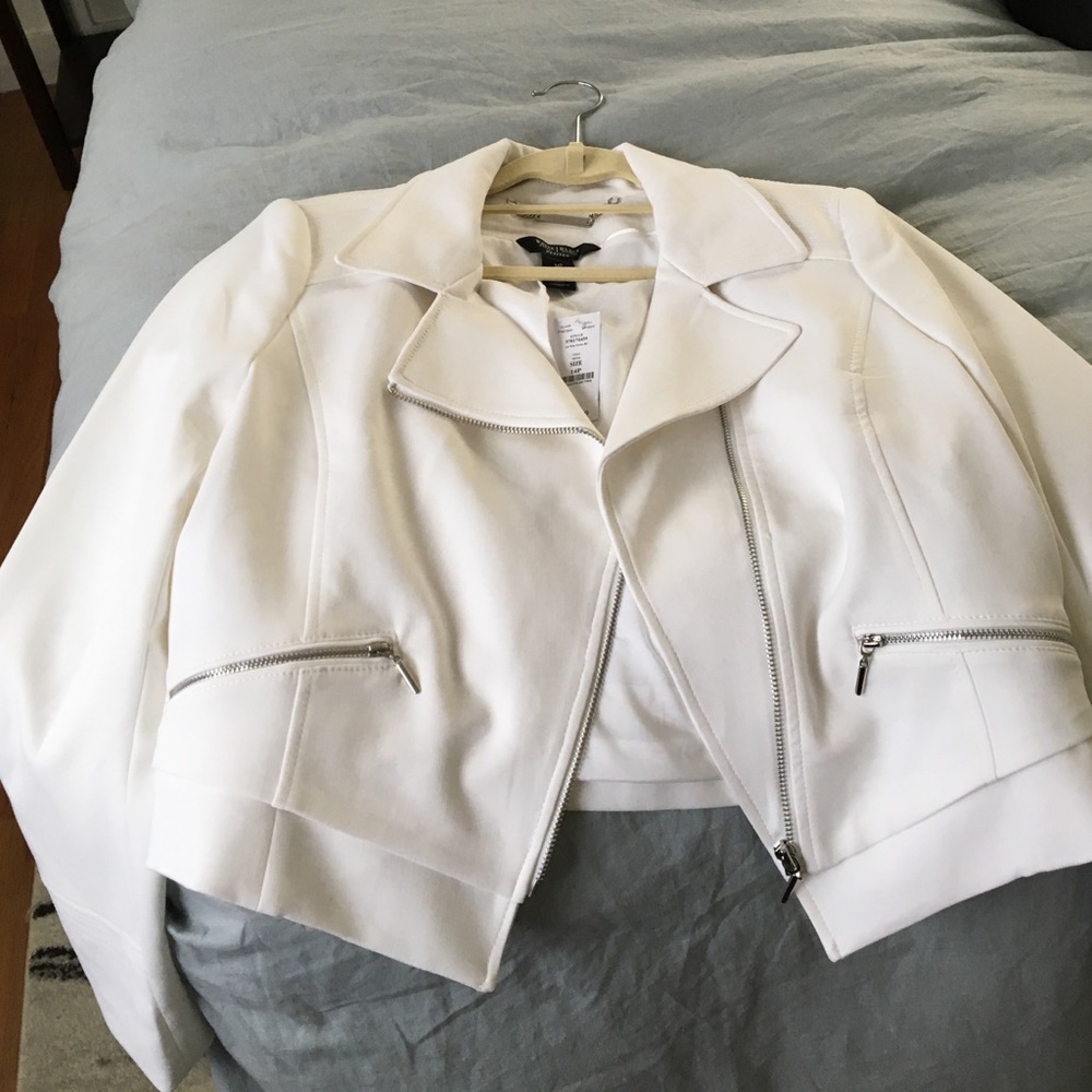 White House black market crop white jacket