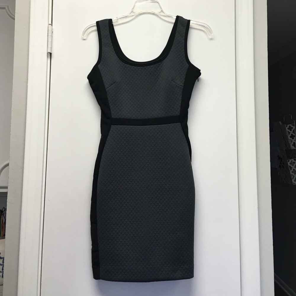 Gray and black color block dress