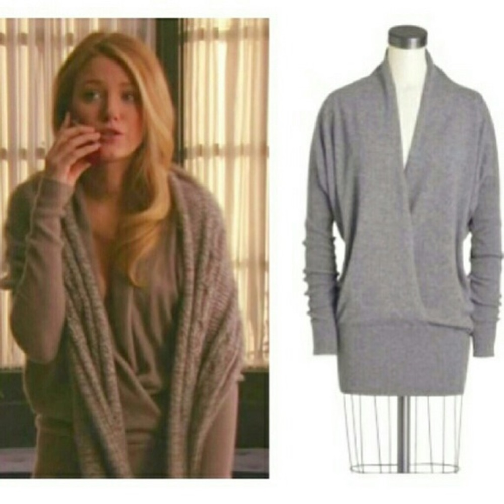 Vince Wrap Front Cashmere Sweater With Rib Sleeve