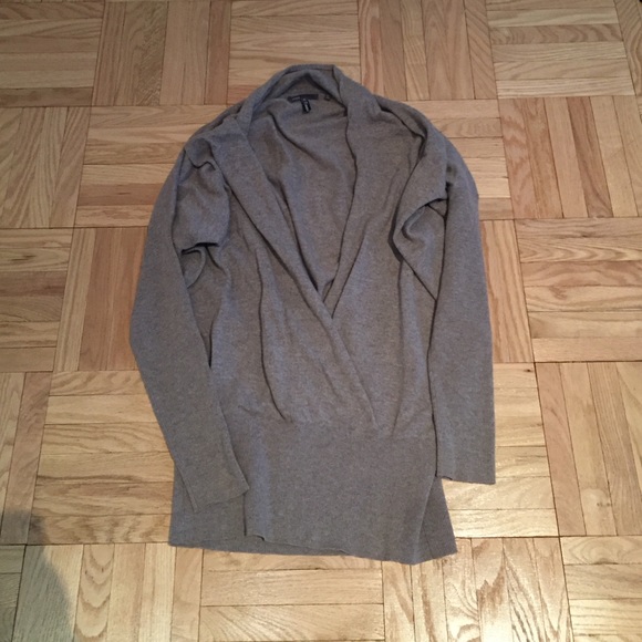 Vince Wrap Front Cashmere Sweater With Rib Sleeve - Picture 2 of 3