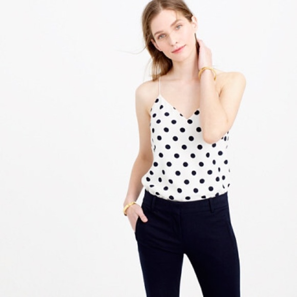J.Crew Silk Carrie Cami in Polka Dot, sz 6