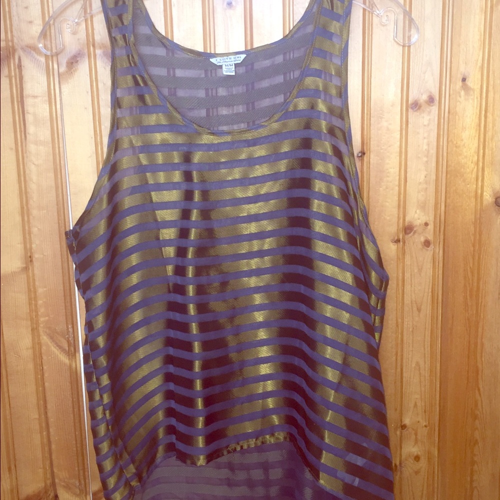 Gold and navy blue striped light weight tank