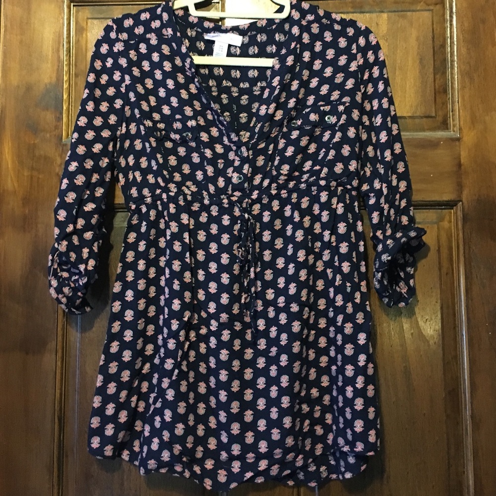 Motherhood Maternity Tie Front Fleur Print Shirt