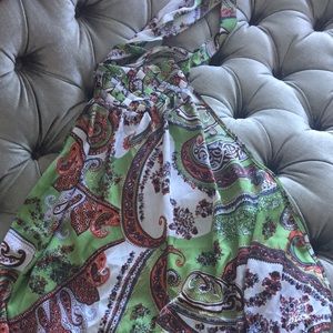 Paisley halter satin backless top