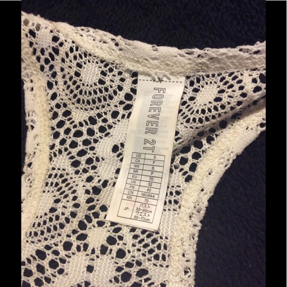 🌸 SWIM TOP BIKINI COVER SHEER NET BEACH POOL BOHO SUMMER TANK CREAM PETITE - Picture 5 of 6