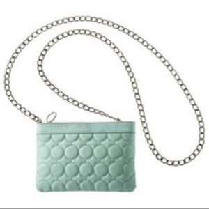 Mint green quilted mini crossbody bag