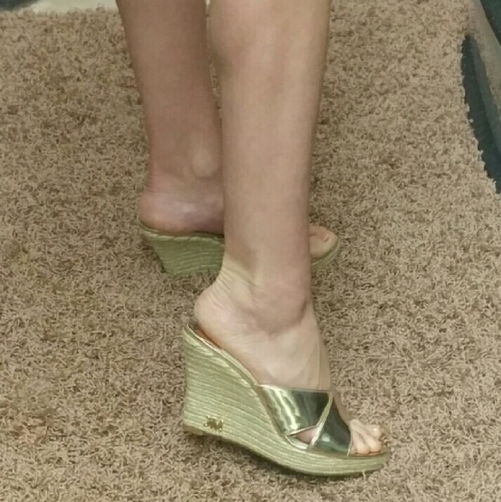 Michael Kors Metallic Pale Gold Wedge  3.75 Heel