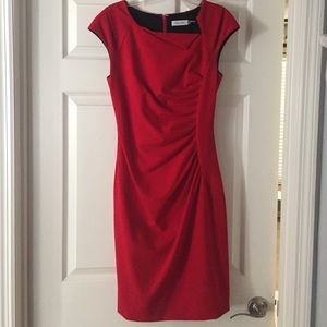 Red Calvin Klein Sheath Dress Size 2