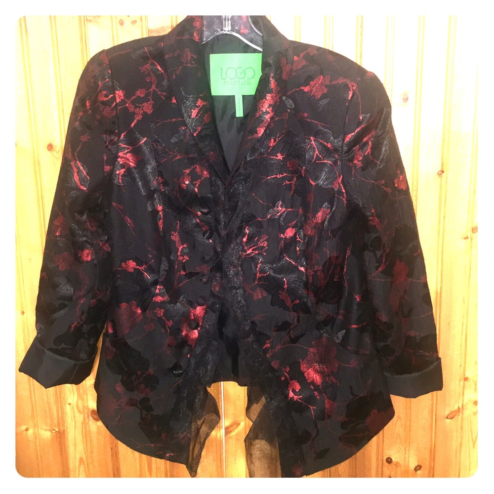 Black and red rose blazer