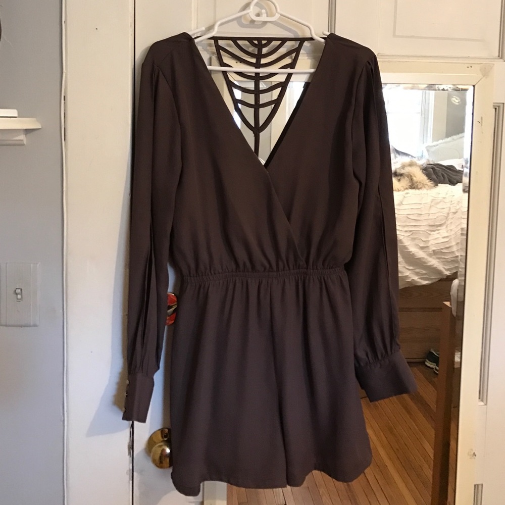 Brown romper with open back