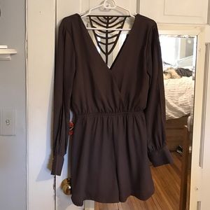 Brown romper with open back