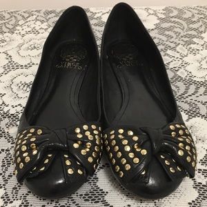 Black Leather Ballet Flats by VINCE CAMUTO