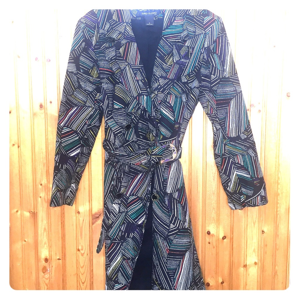 Multicolored pea coat very intricate design