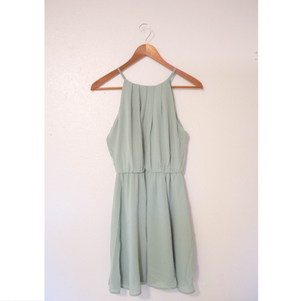 Mint Chiffon Pleated Dress