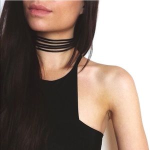 Layered black choker
