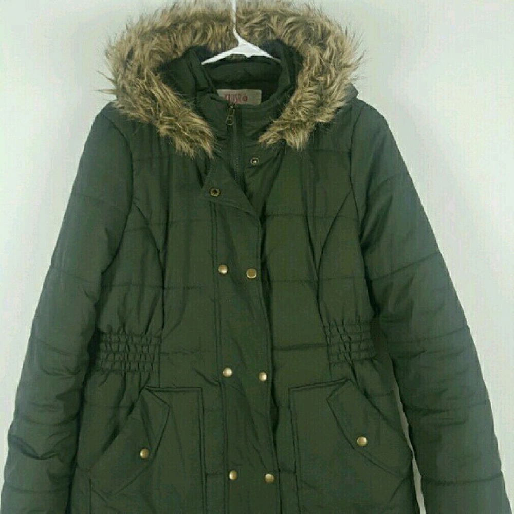 Long Olive Green Puffy Coat
