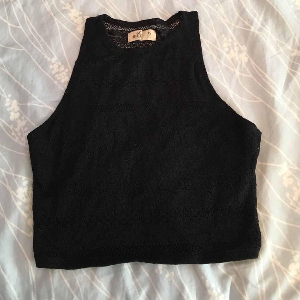Hollister Black tribal lace crop top