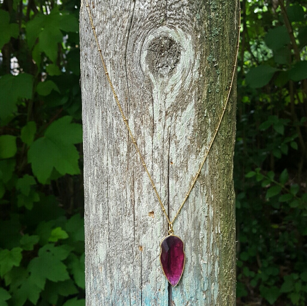 beautiful Pink tourmaline quartz necklace
