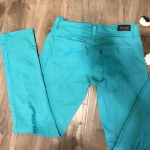 Aqua Levi's distressed jeans