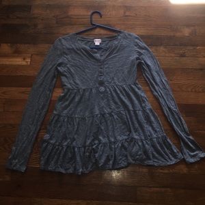 Gray long sleeved baby doll shirt