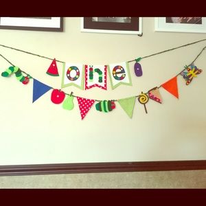 Very hungry caterpillar 1st birthday banners