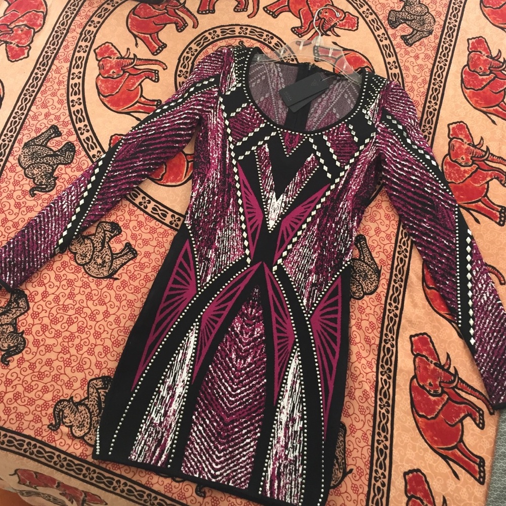 Mirage jacquard feather dress