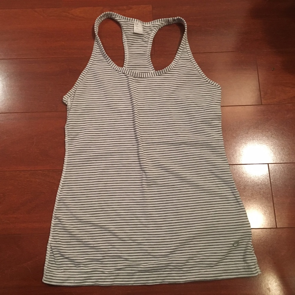 Gap Body Gray and White Striped Tank