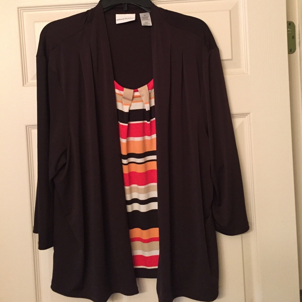 Cute striped top with attached brown overlay