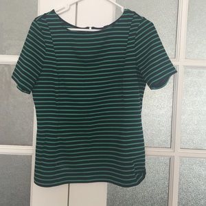 Size 8 Banana Republic navy and green striped top