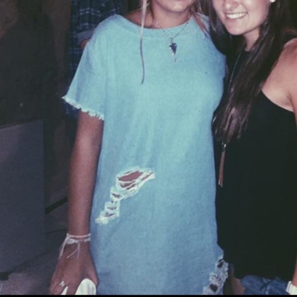 Distressed jean dress