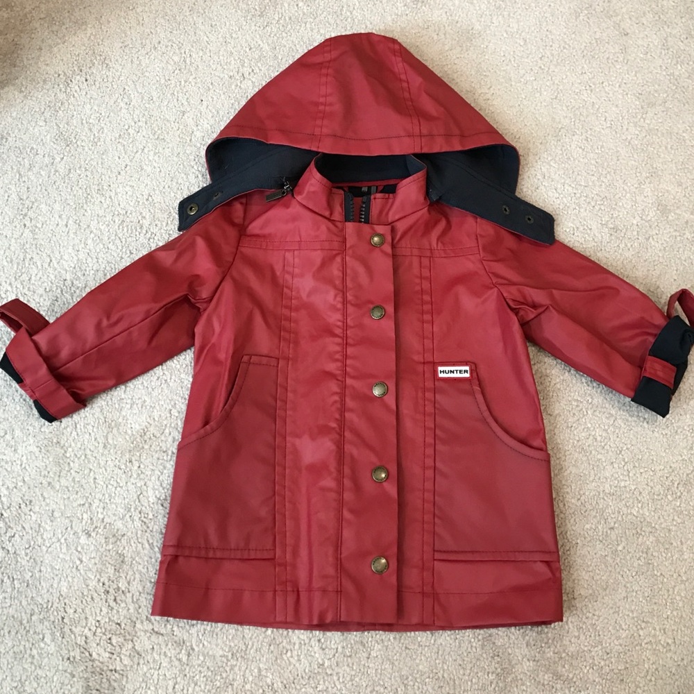HUNTER Kids 2T Red/Navy Rain Jacket Detachable