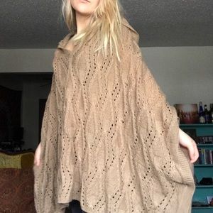 Tan Sweater Poncho