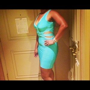 Bebe teal bandage dress